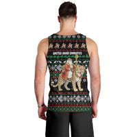 United Arab Emirates Christmas Men Tank Top with Santa Riding Cheetah Black Snowflake Pattern and Palm Tree - Wonder Print Shop