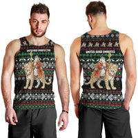 United Arab Emirates Christmas Men Tank Top with Santa Riding Cheetah Black Snowflake Pattern and Palm Tree - Wonder Print Shop
