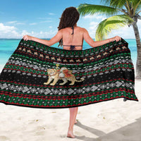United Arab Emirates Christmas Sarong with Santa Riding Cheetah Black Snowflake Pattern and Palm Tree - Wonder Print Shop