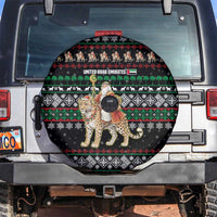 United Arab Emirates Christmas Spare Tire Cover with Santa Riding Cheetah Black Snowflake Pattern and Palm Tree - Wonder Print Shop