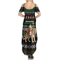 United Arab Emirates Christmas Summer Maxi Dress with Santa Riding Cheetah Black Snowflake Pattern and Palm Tree - Wonder Print Shop