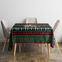 United Arab Emirates Christmas Tablecloth with Santa Riding Cheetah Black Snowflake Pattern and Palm Tree - Wonder Print Shop
