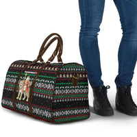 United Arab Emirates Christmas Travel Bag with Santa Riding Cheetah Black Snowflake Pattern and Palm Tree - Wonder Print Shop