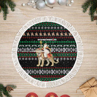 United Arab Emirates Christmas Tree Skirt with Santa Riding Cheetah Black Snowflake Pattern and Palm Tree - Wonder Print Shop