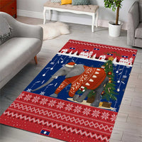Laos Christmas Area Rug with Festive Elephant Design and Holiday Village Pattern - Wonder Print Shop