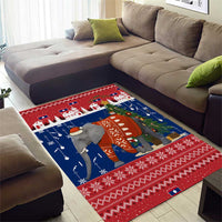Laos Christmas Area Rug with Festive Elephant Design and Holiday Village Pattern - Wonder Print Shop