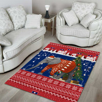Laos Christmas Area Rug with Festive Elephant Design and Holiday Village Pattern - Wonder Print Shop