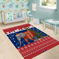 Laos Christmas Area Rug with Festive Elephant Design and Holiday Village Pattern - Wonder Print Shop