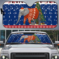 Laos Christmas Auto Sun Shade with Festive Elephant Design and Holiday Village Pattern - Wonder Print Shop