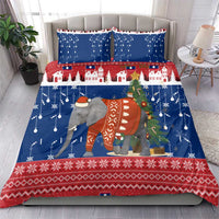 Laos Christmas Bedding Set with Festive Elephant Design and Holiday Village Pattern - Wonder Print Shop