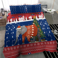 Laos Christmas Bedding Set with Festive Elephant Design and Holiday Village Pattern - Wonder Print Shop