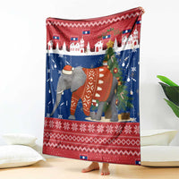 Laos Christmas Blanket with Festive Elephant Design and Holiday Village Pattern - Wonder Print Shop