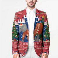 Laos Christmas Blazer with Festive Elephant Design and Holiday Village Pattern - Wonder Print Shop