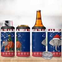 Laos Christmas 4 in 1 Can Cooler Tumbler with Festive Elephant Design and Holiday Village Pattern - Wonder Print Shop