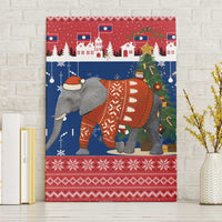 Laos Christmas Canvas Wall Art with Festive Elephant Design and Holiday Village Pattern - Wonder Print Shop