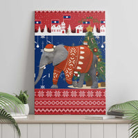 Laos Christmas Canvas Wall Art with Festive Elephant Design and Holiday Village Pattern - Wonder Print Shop