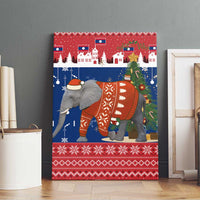Laos Christmas Canvas Wall Art with Festive Elephant Design and Holiday Village Pattern - Wonder Print Shop