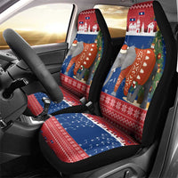 Laos Christmas Car Seat Cover with Festive Elephant Design and Holiday Village Pattern - Wonder Print Shop