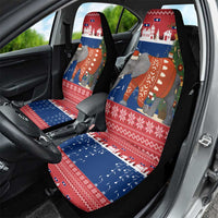 Laos Christmas Car Seat Cover with Festive Elephant Design and Holiday Village Pattern - Wonder Print Shop