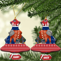 Laos Christmas Ceramic Ornament with Festive Elephant Design and Holiday Village Pattern - Wonder Print Shop