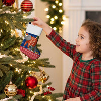 Laos Christmas Stocking with Festive Elephant Design and Holiday Village Pattern - Wonder Print Shop