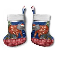 Laos Christmas Stocking with Festive Elephant Design and Holiday Village Pattern - Wonder Print Shop
