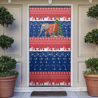 Laos Christmas Door Cover with Festive Elephant Design and Holiday Village Pattern - Wonder Print Shop
