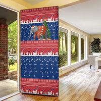 Laos Christmas Door Cover with Festive Elephant Design and Holiday Village Pattern - Wonder Print Shop