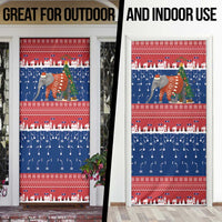 Laos Christmas Door Cover with Festive Elephant Design and Holiday Village Pattern - Wonder Print Shop