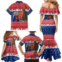 Laos Christmas Family Matching Mermaid Dress and Hawaiian Shirt with Festive Elephant Design and Holiday Village Pattern - Wonder Print Shop