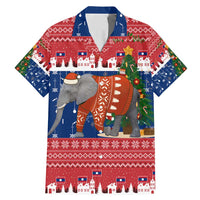 Laos Christmas Family Matching Mermaid Dress and Hawaiian Shirt with Festive Elephant Design and Holiday Village Pattern - Wonder Print Shop