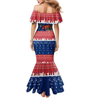 Laos Christmas Family Matching Mermaid Dress and Hawaiian Shirt with Festive Elephant Design and Holiday Village Pattern - Wonder Print Shop