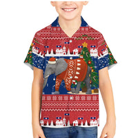 Laos Christmas Family Matching Mermaid Dress and Hawaiian Shirt with Festive Elephant Design and Holiday Village Pattern - Wonder Print Shop