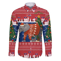 Laos Christmas Family Matching Puletasi and Hawaiian Shirt with Festive Elephant Design and Holiday Village Pattern - Wonder Print Shop