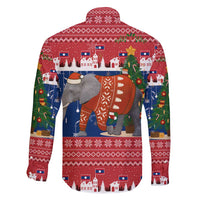 Laos Christmas Family Matching Short Sleeve Bodycon Dress and Hawaiian Shirt with Festive Elephant Design and Holiday Village Pattern - Wonder Print Shop