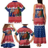 Laos Christmas Family Matching Tank Maxi Dress and Hawaiian Shirt with Festive Elephant Design and Holiday Village Pattern - Wonder Print Shop