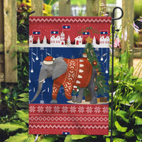 Laos Christmas Garden Flag with Festive Elephant Design and Holiday Village Pattern - Wonder Print Shop