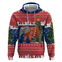 Laos Christmas Hoodie with Festive Elephant Design and Holiday Village Pattern - Wonder Print Shop