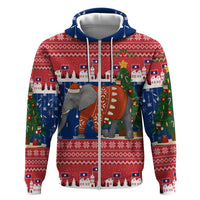 Laos Christmas Hoodie with Festive Elephant Design and Holiday Village Pattern - Wonder Print Shop
