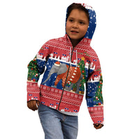 Laos Christmas Kid Hoodie with Festive Elephant Design and Holiday Village Pattern - Wonder Print Shop