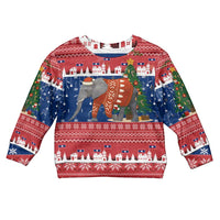 Laos Christmas Kid Ugly Christmas Sweater with Festive Elephant Design and Holiday Village Pattern - Wonder Print Shop