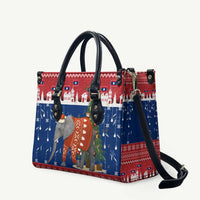 Laos Christmas Leather Bag with Festive Elephant Design and Holiday Village Pattern - Wonder Print Shop