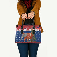 Laos Christmas Leather Bag with Festive Elephant Design and Holiday Village Pattern - Wonder Print Shop