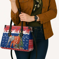 Laos Christmas Leather Bag with Festive Elephant Design and Holiday Village Pattern - Wonder Print Shop