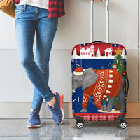 Laos Christmas Luggage Cover with Festive Elephant Design and Holiday Village Pattern - Wonder Print Shop