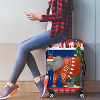 Laos Christmas Luggage Cover with Festive Elephant Design and Holiday Village Pattern - Wonder Print Shop