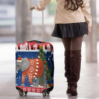 Laos Christmas Luggage Cover with Festive Elephant Design and Holiday Village Pattern - Wonder Print Shop