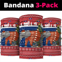 Laos Christmas Neck Gaiter with Festive Elephant Design and Holiday Village Pattern - Wonder Print Shop