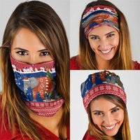 Laos Christmas Neck Gaiter with Festive Elephant Design and Holiday Village Pattern - Wonder Print Shop