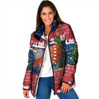 Laos Christmas Padded Jacket with Festive Elephant Design and Holiday Village Pattern - Wonder Print Shop